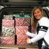 Linda Sargeant from Core Realty, ready to deliver Holiday Food Hampers