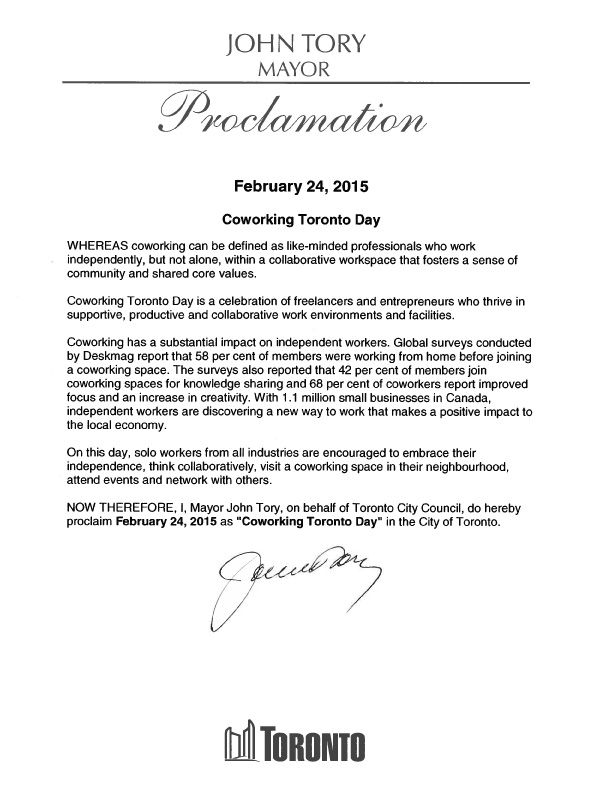 Mayor John Tory Proclamation