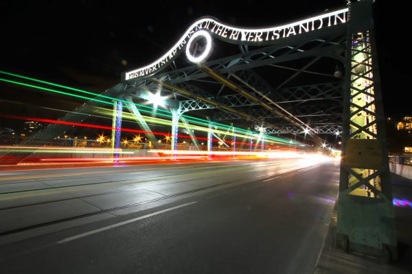 Riverside Bridge - Illuminated - (Photo credit: Thurston Olsen Real Estate Team - RE/MAX Hallmark)