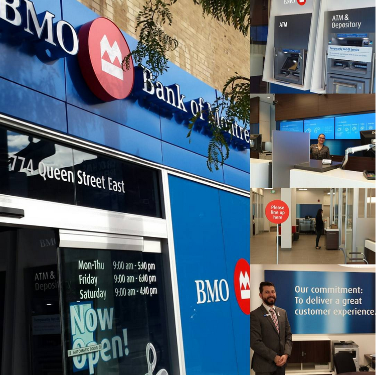 Images from BMO's move to 744 Queen E and Community re-opening as the BMO Queen/Saulter Branch