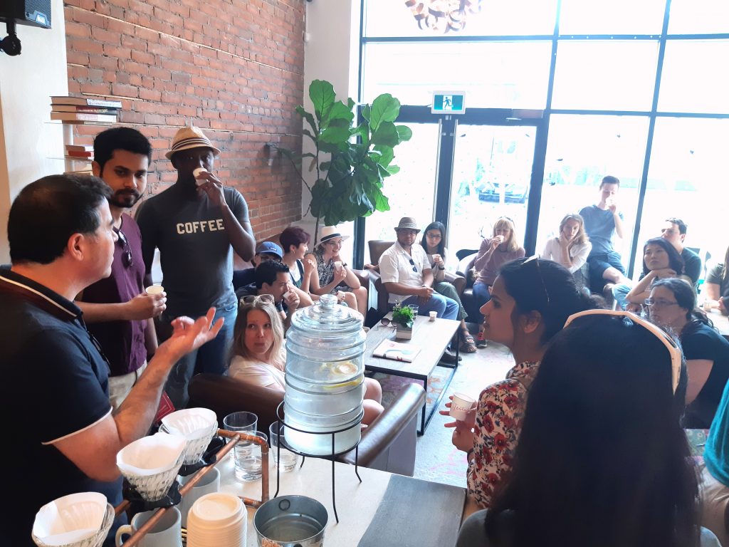 Photo from 2019 Riverside Coffee Tour which stopped at Tertulia to learn about Spanish Lattes - Credit-Riverside BIA