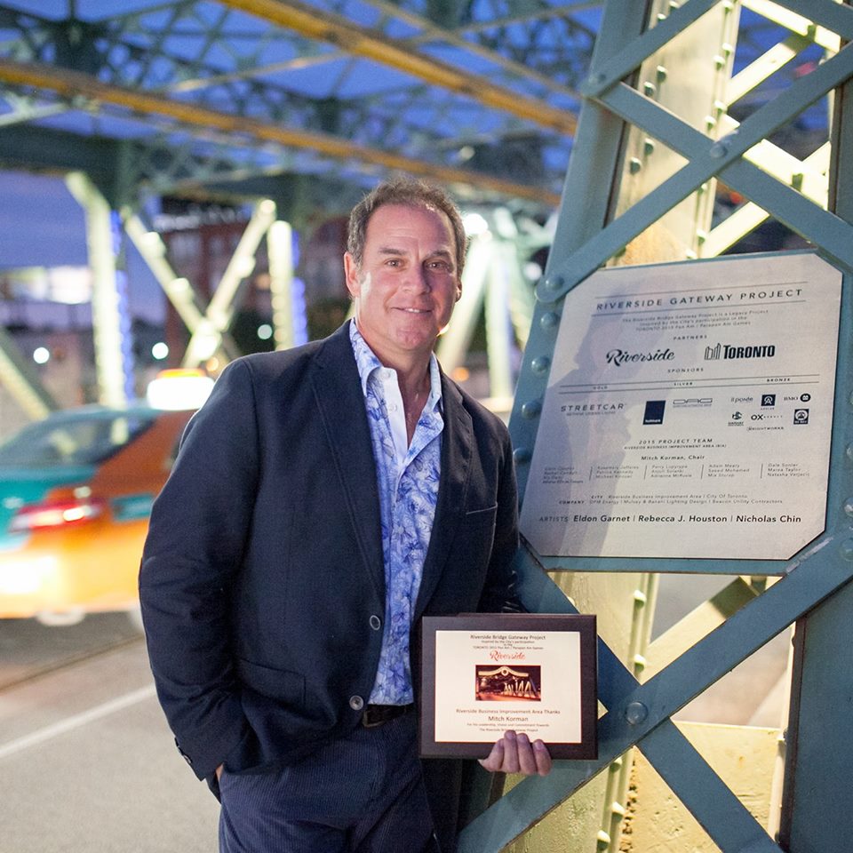 Mitch Korman, Riverside BIA Chair at 2015 Riverside Bridge Lighting Project Unveiling, 2015, Toronto