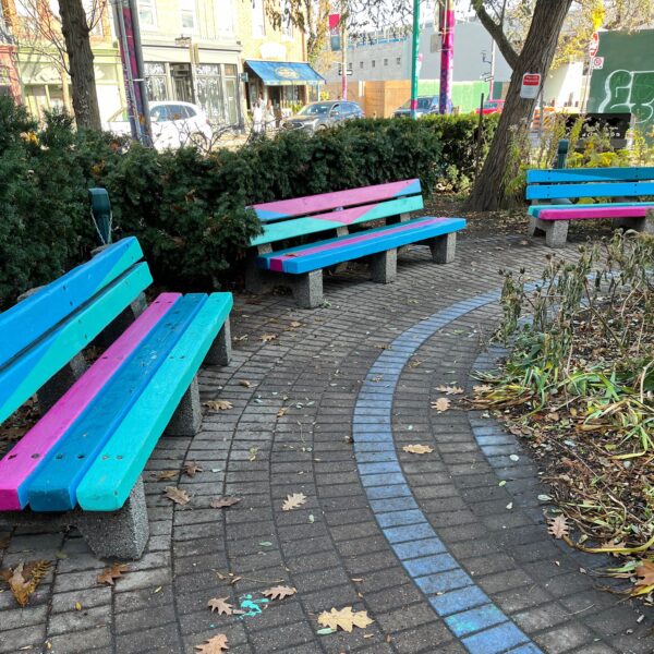 "Pass it On" created by Gust of Wind Studio located at 791 Queen St East and 785 Queen St East