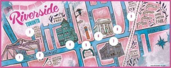 Map of Riverside with Landmarks & Hidden gems locations highlighted.